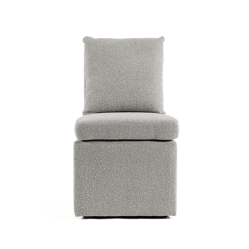 Furniture of America Mortimer Boucle Fabric Swivel Gray Side Chair with Casters