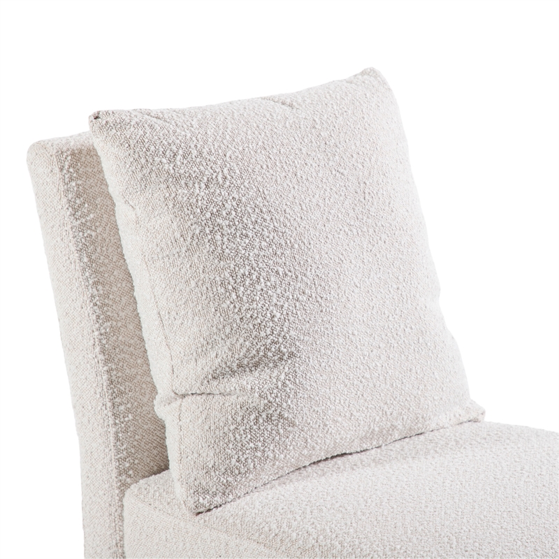 Furniture of America Mortimer Boucle Fabric Swivel White Side Chair with Casters