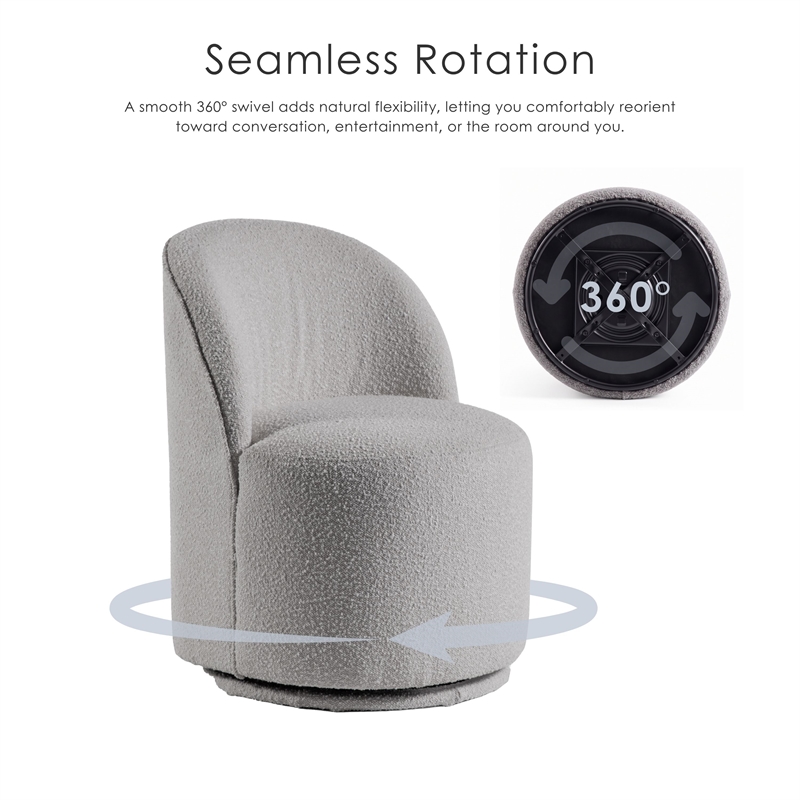 Furniture of America Mortimer Boucle Fabric Swivel Gray Round Dining Chair