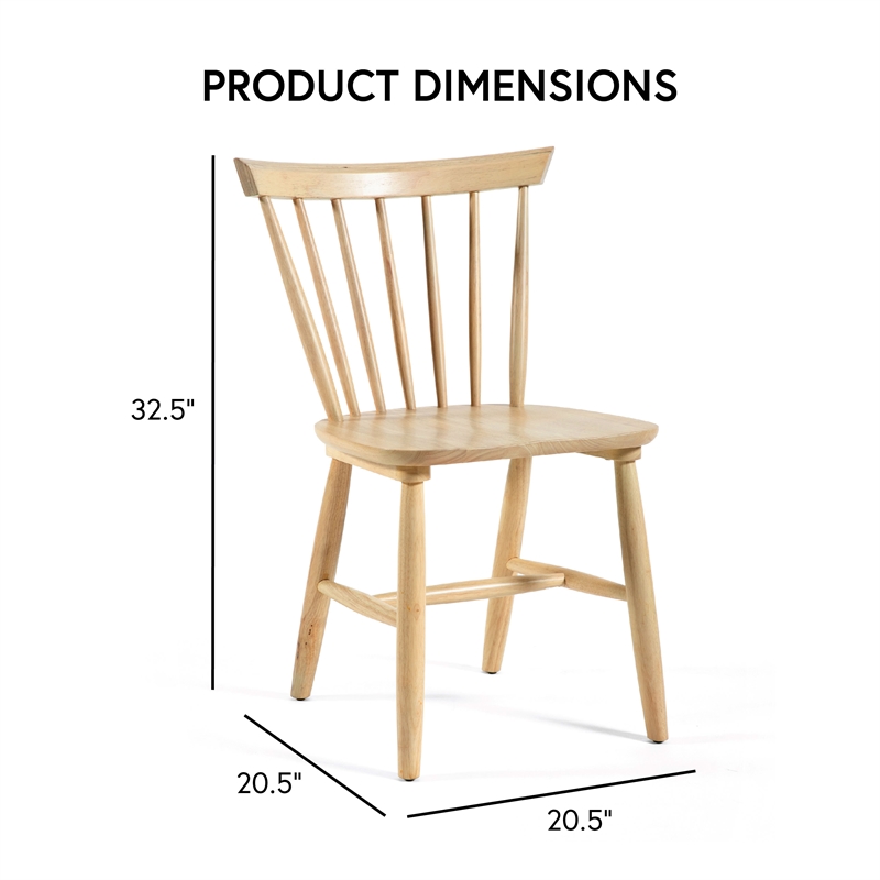Furniture of America Alakez Solid Wood Spindle Back Side Chair in Oak (Set of 2)