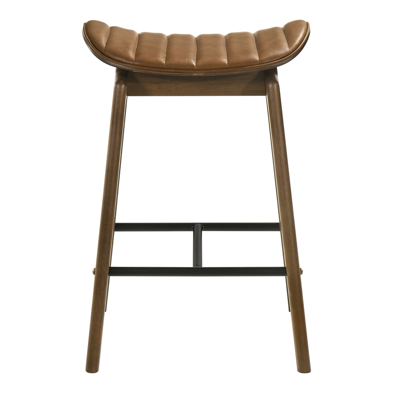 Furniture of America Hemat Solid Wood Counter Dining Chairs in Walnut (Set of 2)
