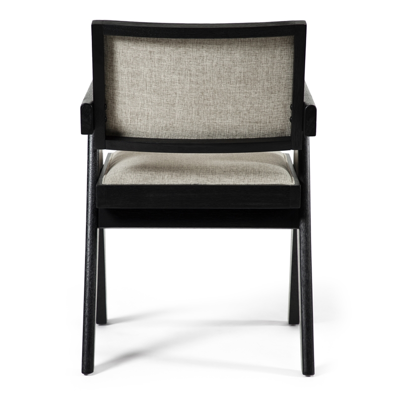 Furniture of America Lestari Solid Wood V-Leg Arm Chairs in Black (Set of 2)