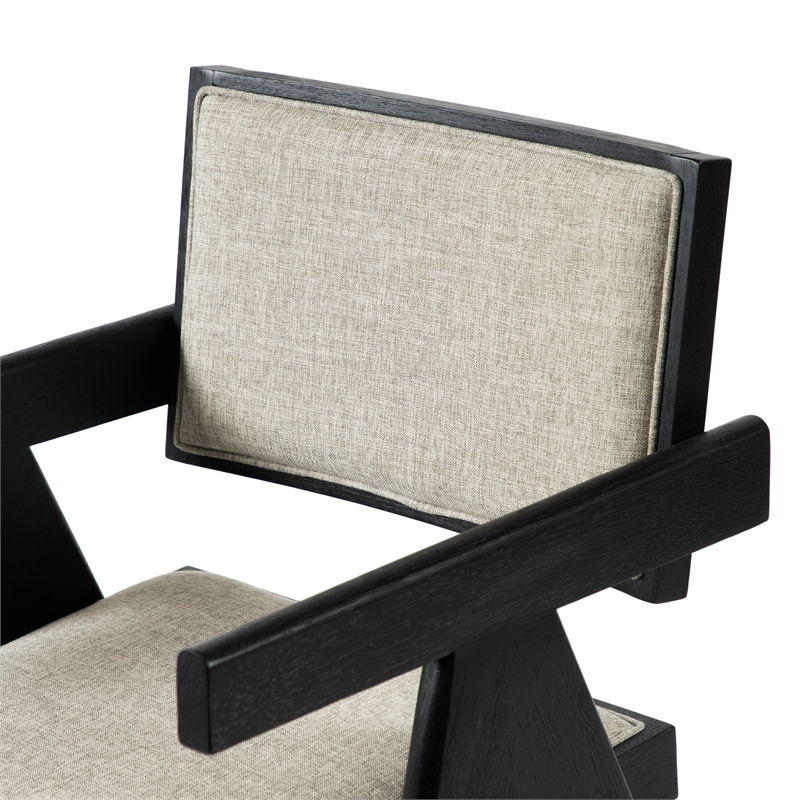 Furniture of America Lestari Solid Wood V-Leg Arm Chairs in Black (Set of 2)