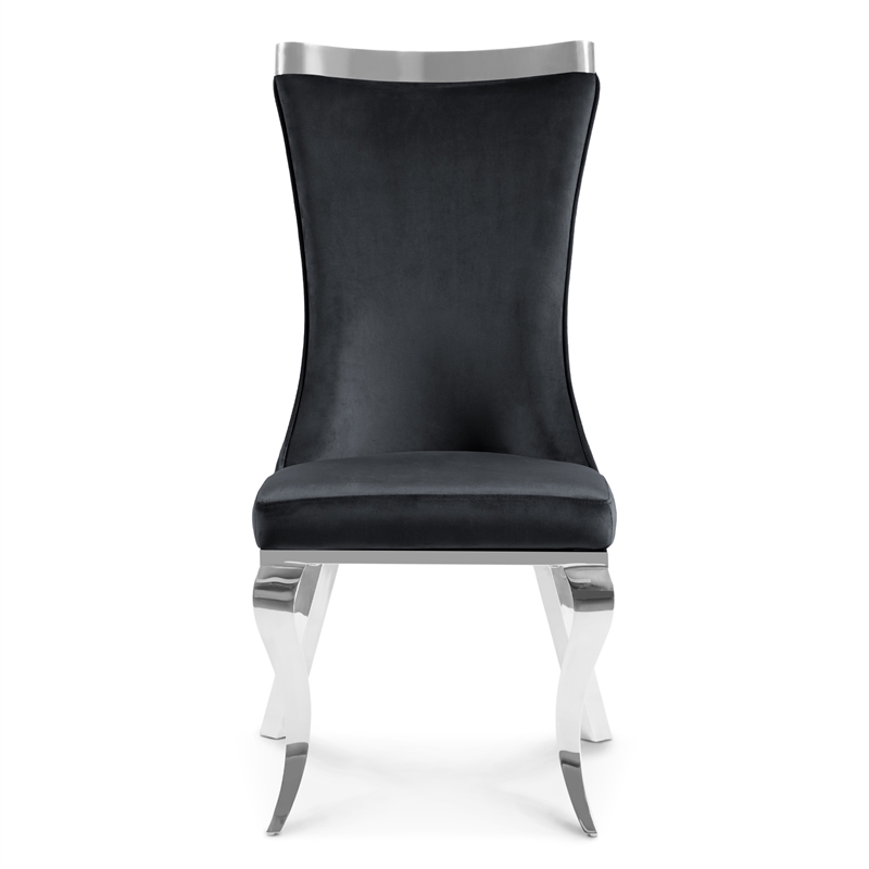 Furniture of America Balast Velvet Upholstered Side Chairs in Black (Set of 2)
