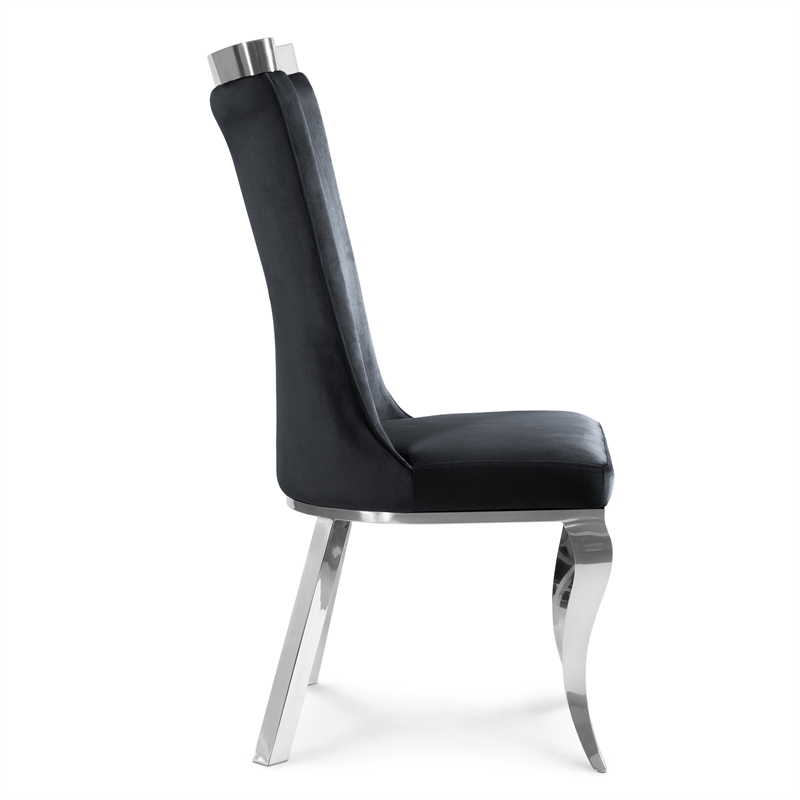 Furniture of America Balast Velvet Upholstered Side Chairs in Black (Set of 2)