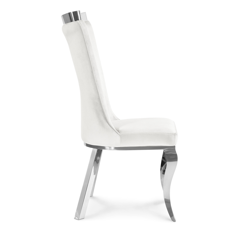 Furniture of America Balast Velvet Upholstered Side Chairs in White (Set of 2)