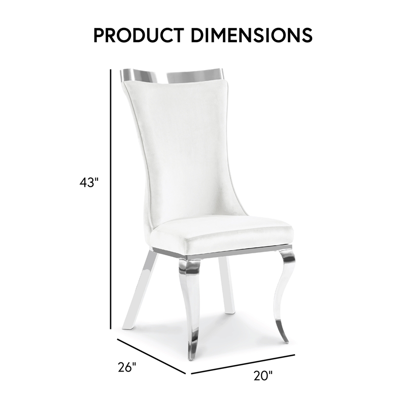 Furniture of America Balast Velvet Upholstered Side Chairs in White (Set of 2)