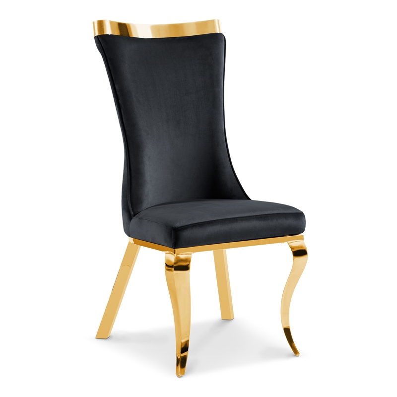 Furniture of America Balast Velvet Upholstered Side Chairs in Black (Set of 2)