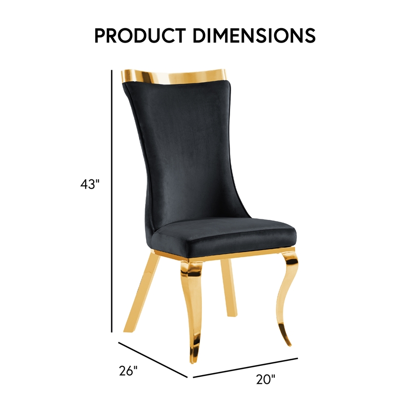 Furniture of America Balast Velvet Upholstered Side Chairs in Black (Set of 2)
