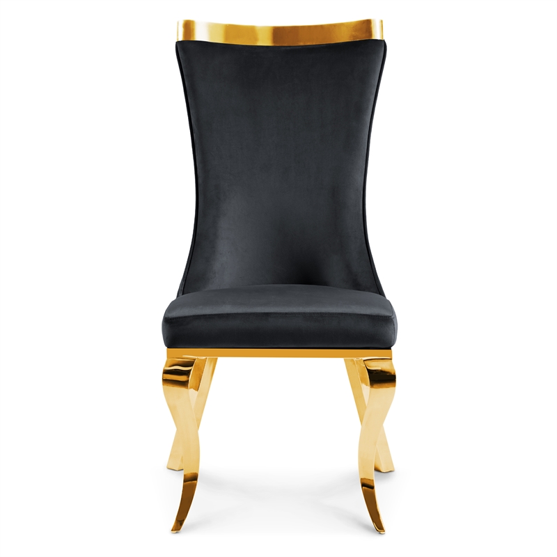 Furniture of America Balast Velvet Upholstered Side Chairs in Black (Set of 2)