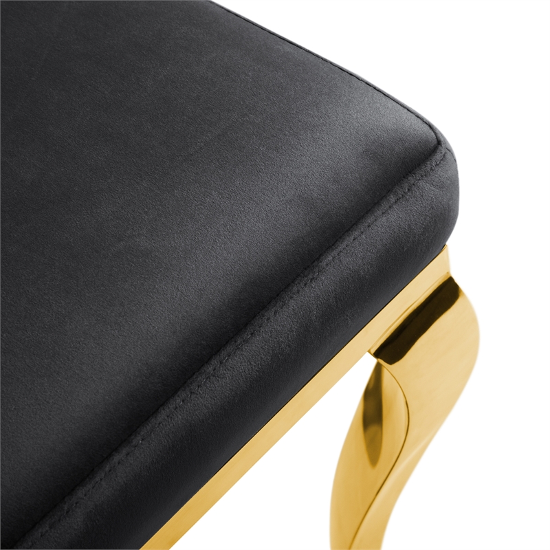 Furniture of America Balast Velvet Upholstered Side Chairs in Black (Set of 2)