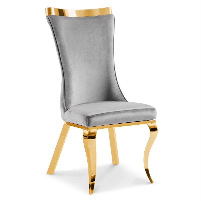 Furniture of America Balast Velvet Upholstered Side Chairs in Gray (Set of 2)