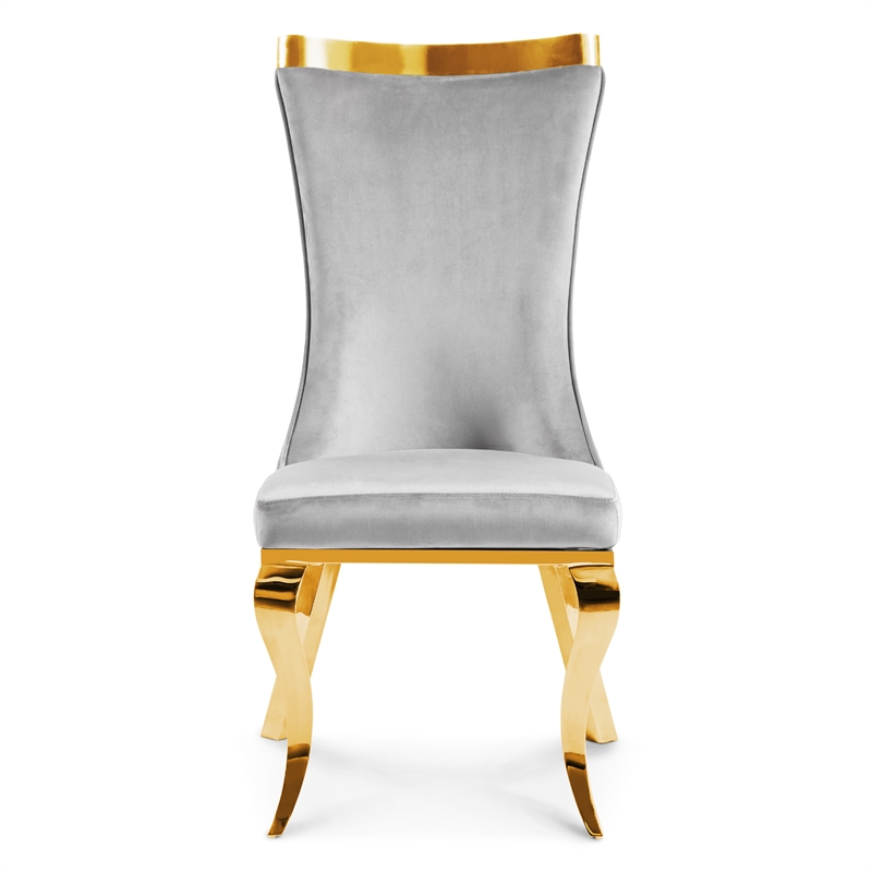 Furniture of America Balast Velvet Upholstered Side Chairs in Gray (Set of 2)