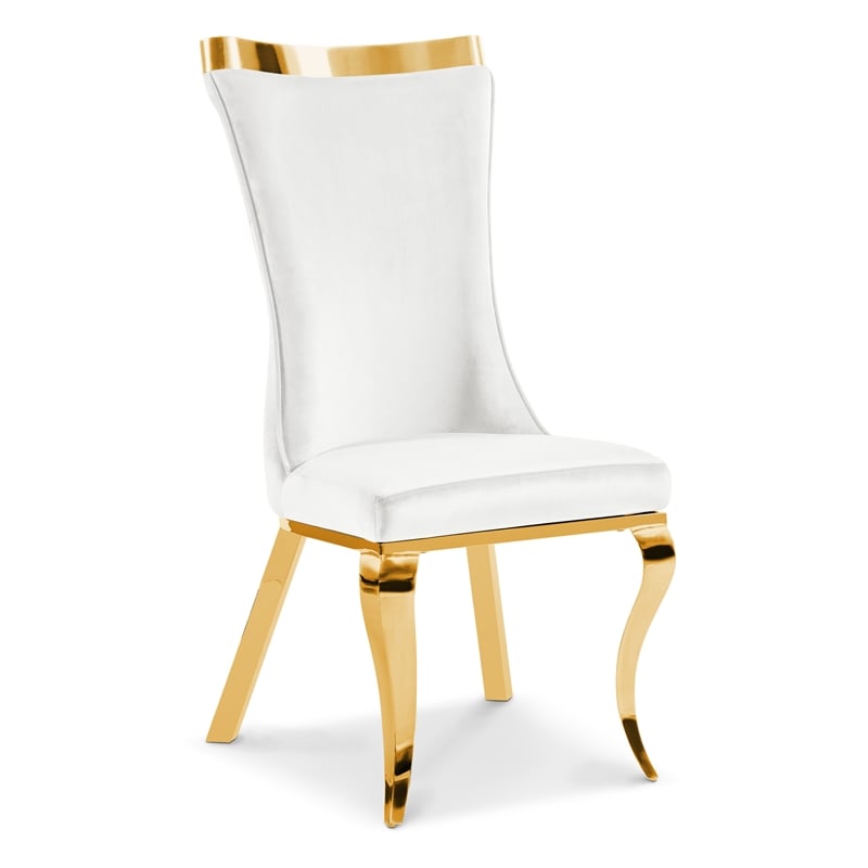 Furniture of America Balast Velvet Upholstered Side Chairs in White (Set of 2)