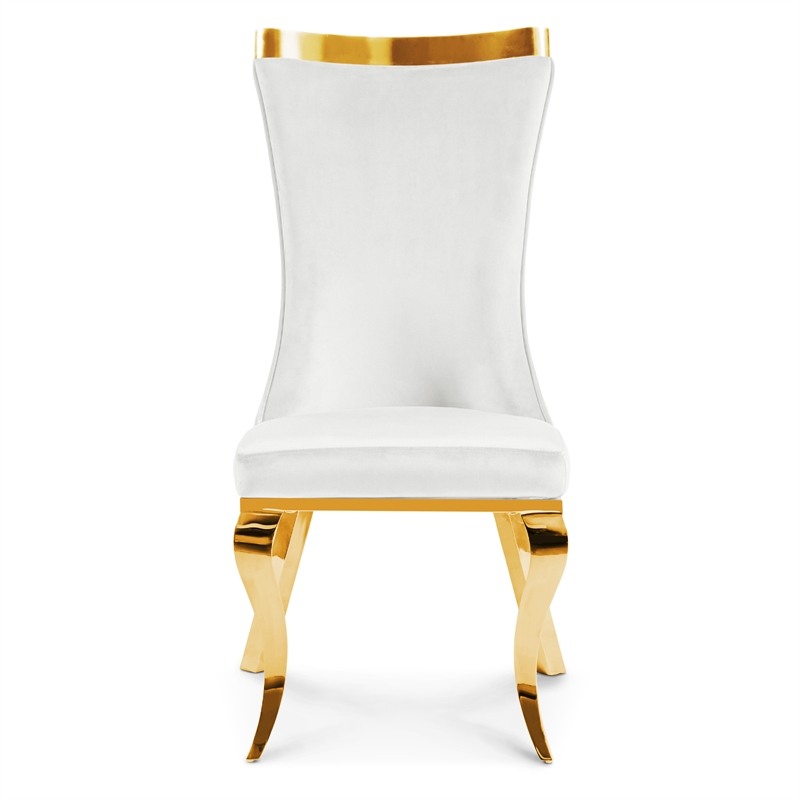 Furniture of America Balast Velvet Upholstered Side Chairs in White (Set of 2)