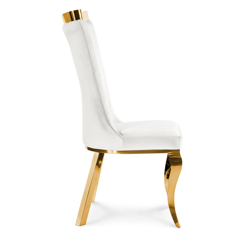 Furniture of America Balast Velvet Upholstered Side Chairs in White (Set of 2)