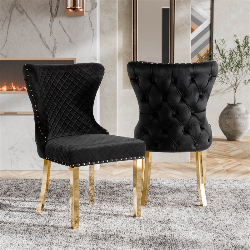 Furniture of America Balast Stainless Steel Side Chairs in Black (Set of 2)