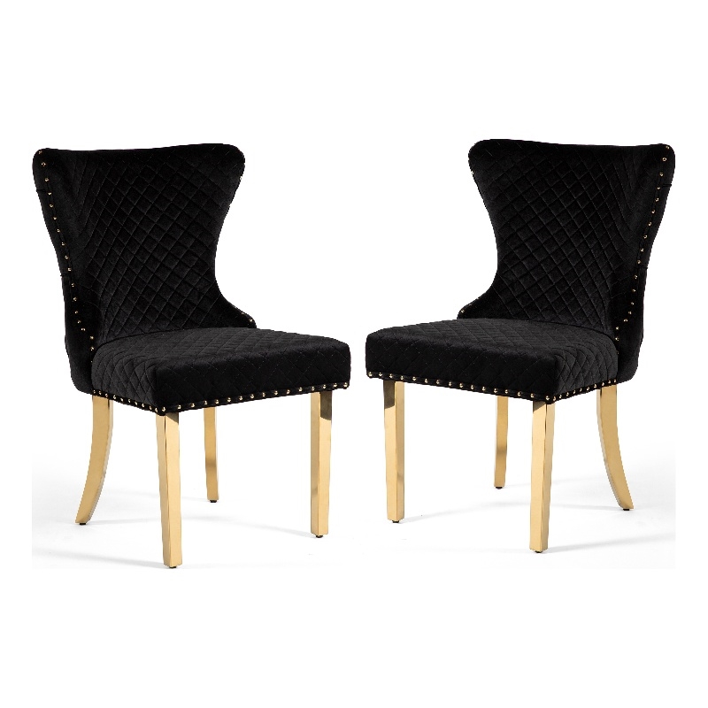 Furniture of America Balast Stainless Steel Side Chairs in Black (Set of 2)