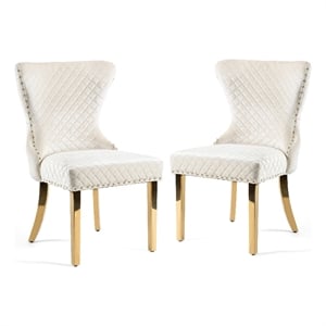 Furniture of America Balast Stainless Steel Side Chairs in White (Set of 2)