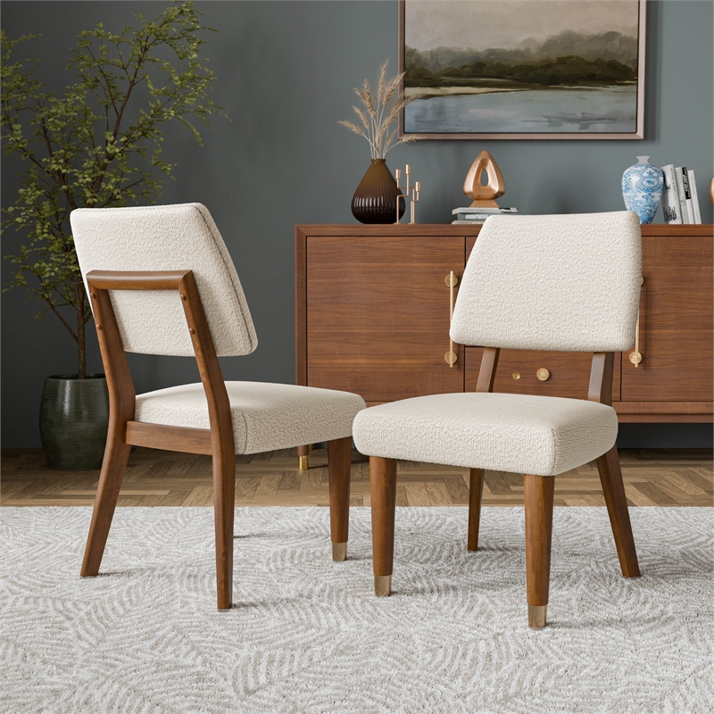 Furniture of America Forma Solid Wood Side Chairs in Walnut (Set of 2)