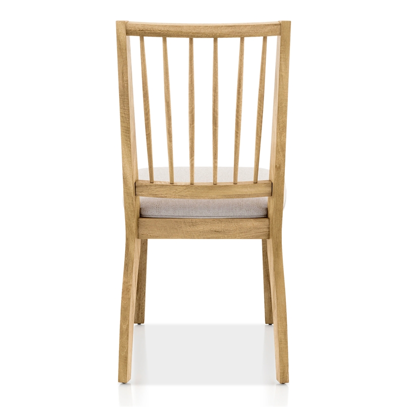 Furniture of America Eamon Solid Wood Windsor Side Chairs in Brown (Set of 2)