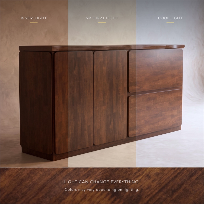 Furniture of America Nazaen Solid Wood Multi-Storage Server in Walnut