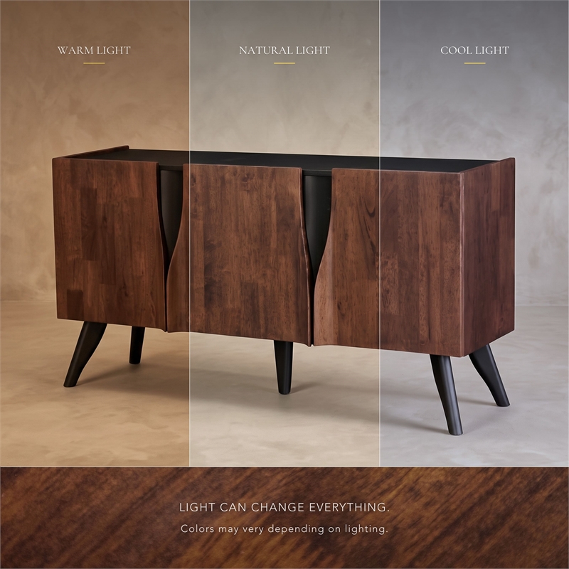 Furniture of America Nazaen Solid Wood Sculpted 62-inch Server in Walnut