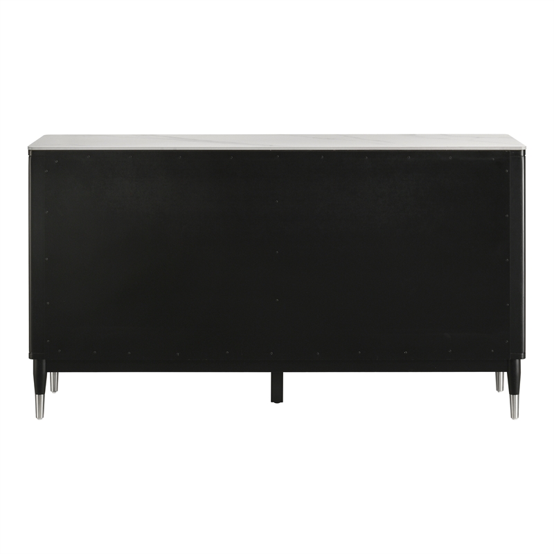 Furniture of America Miranda Sintered Stone Top and Wood Server in Black