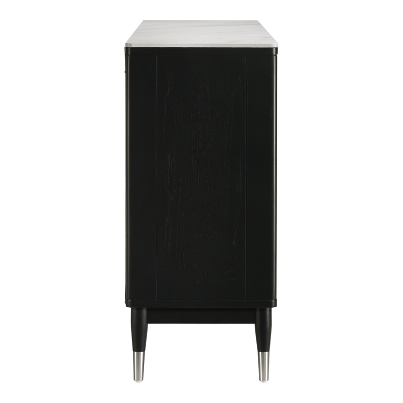 Furniture of America Miranda Sintered Stone Top and Wood Server in Black