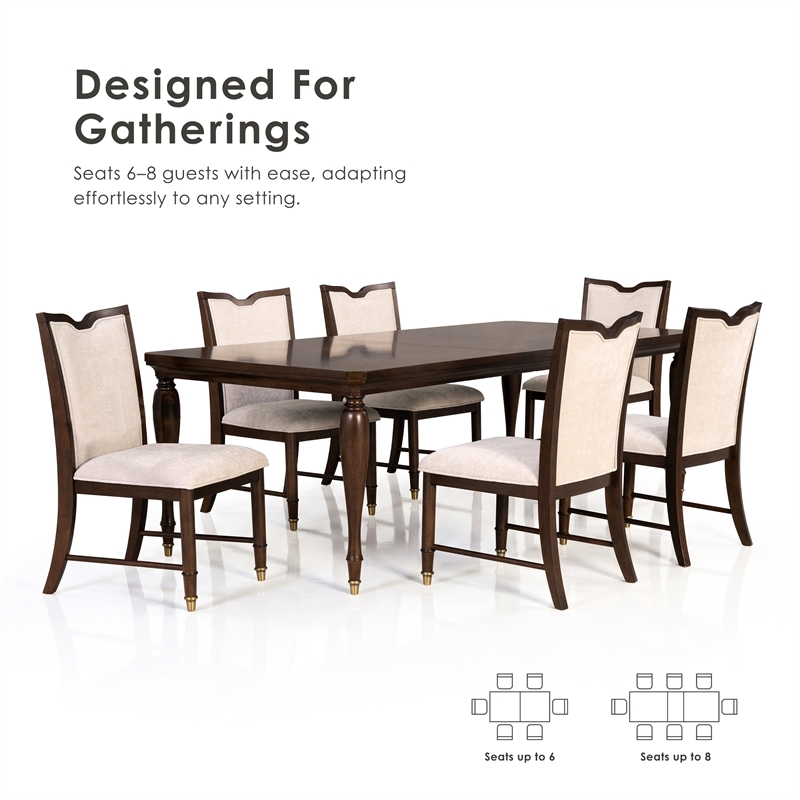 Furniture of America Aiyana Solid Wood 7-Piece Dining Table Set in Cherry