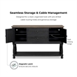 Furniture of America Peregrine Solid Wood Multi-Storage Black Server with Doors
