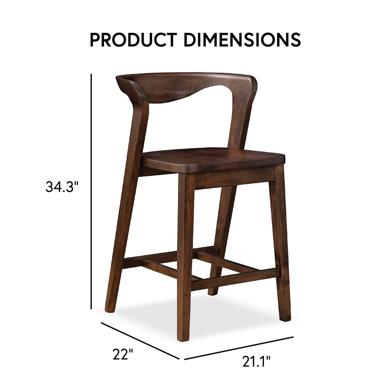 Furniture of America Nazaen Solid Wood Walnut Counter Dining Chairs (Set of 2)