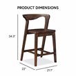 Furniture of America Nazaen Solid Wood Walnut Counter Dining Chairs (Set of 2)