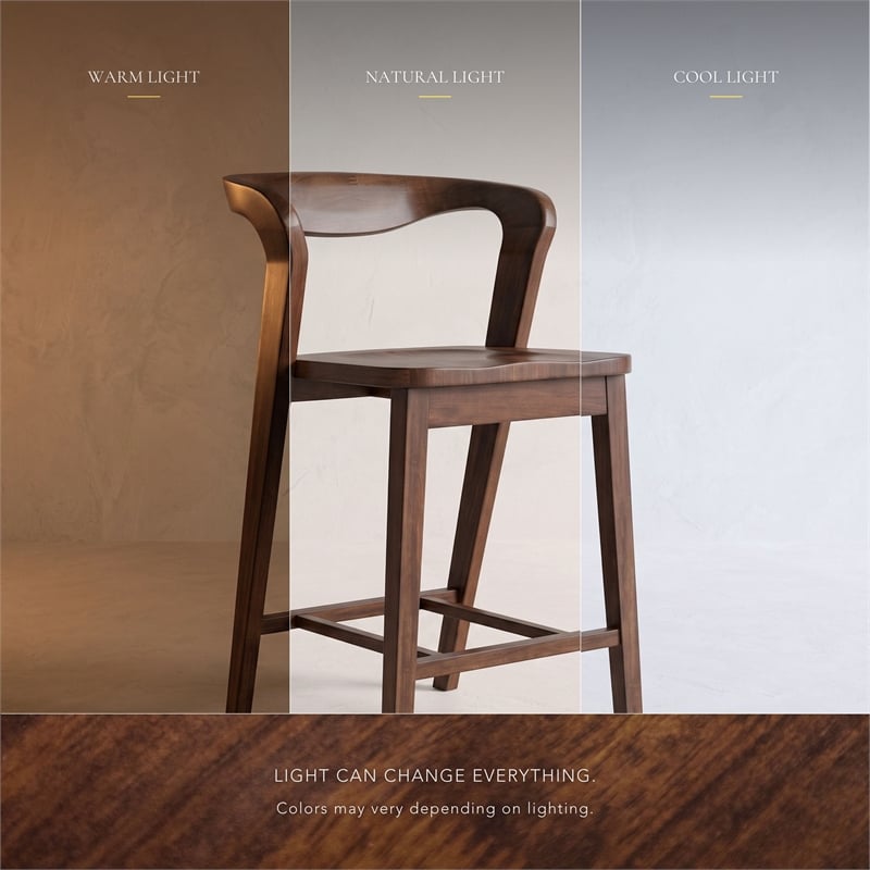 Furniture of America Nazaen Solid Wood Walnut Counter Dining Chairs (Set of 2)