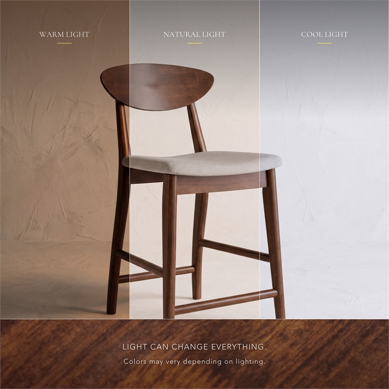 Furniture of America Nazaen Solid Wood Walnut Counter Dining Chairs (Set of 2)