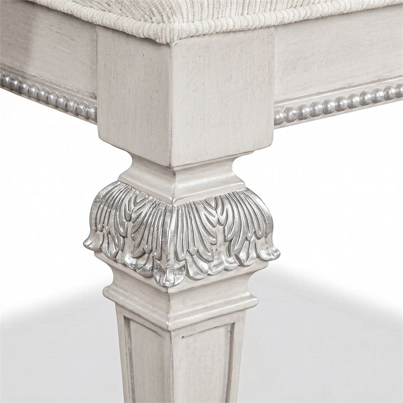Furniture of America Gelbero Chenille Tufted Arm Chairs in White (Set of 2)