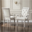 Furniture of America Gelbero Chenille Tufted Arm Chairs in White (Set of 2)