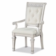 Furniture of America Gelbero Chenille Tufted Arm Chairs in White (Set of 2)