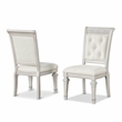 Furniture of America Gelbero Chenille Tufted Side Chairs in White (Set of 2)