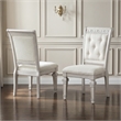 Furniture of America Gelbero Chenille Tufted Side Chairs in White (Set of 2)