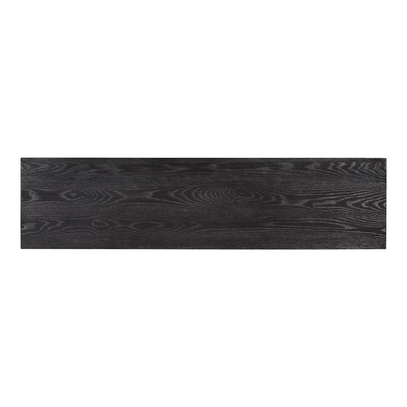 Furniture of America Dannen Solid Wood Storage 4-Door Server in Black