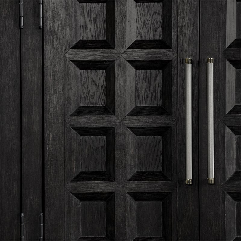 Furniture of America Dannen Solid Wood Storage 4-Door Server in Black
