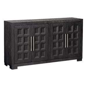 Furniture of America Dannen Solid Wood Storage 4-Door Server in Black