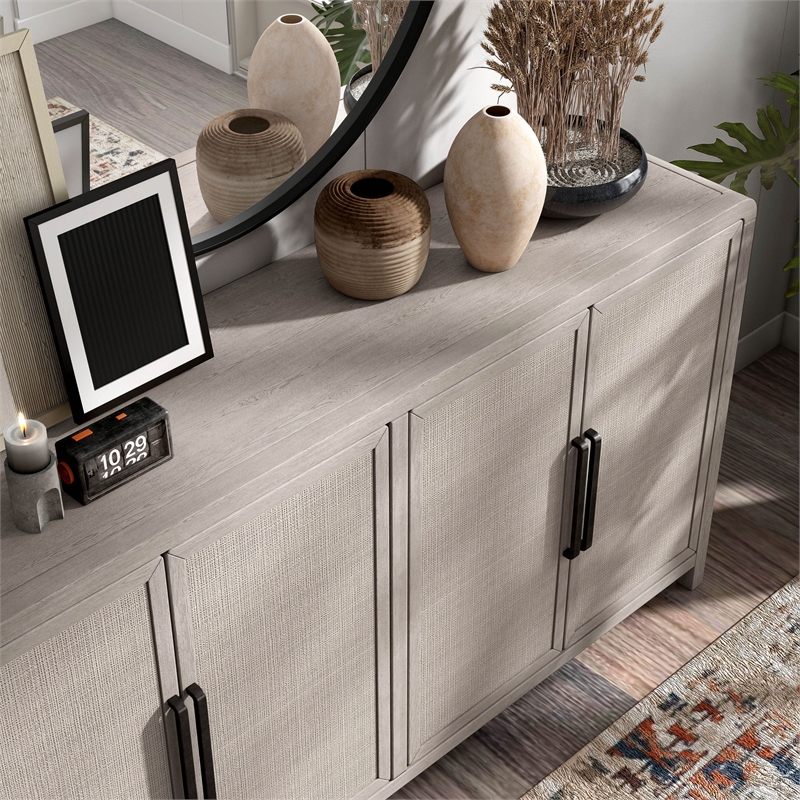 Furniture of America Austin Solid Wood Rounded Edges Server with Doors in Oak