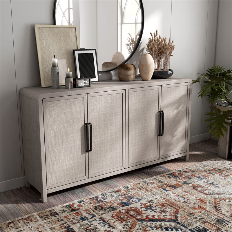 Furniture of America Austin Solid Wood Rounded Edges Server with Doors in Oak