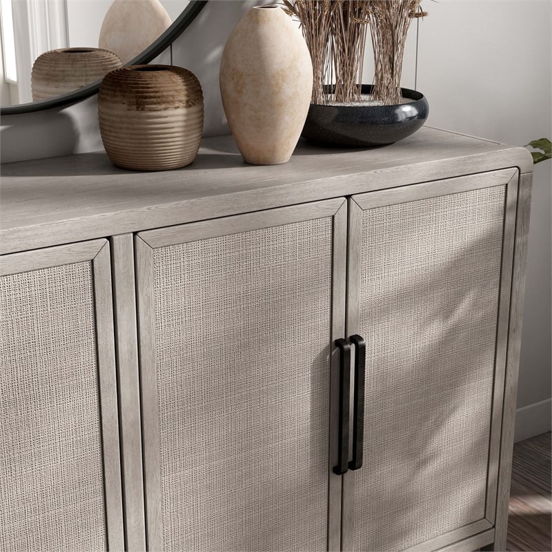 Furniture of America Austin Solid Wood Rounded Edges Server with Doors in Oak