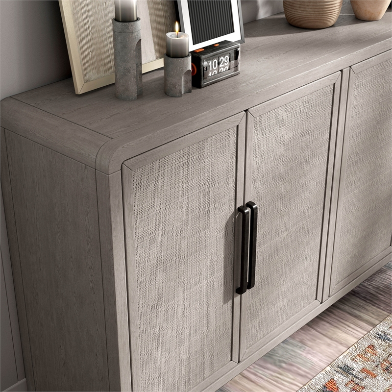 Furniture of America Austin Solid Wood Rounded Edges Server with Doors in Oak