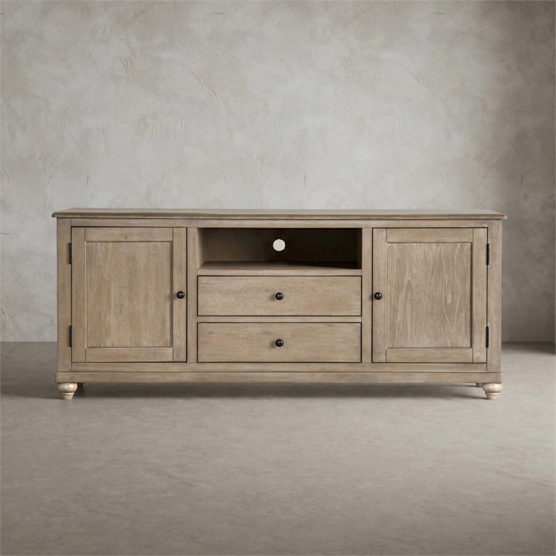 Furniture of America Shelimar Solid Wood Storage TV Stand with Doors in Beige