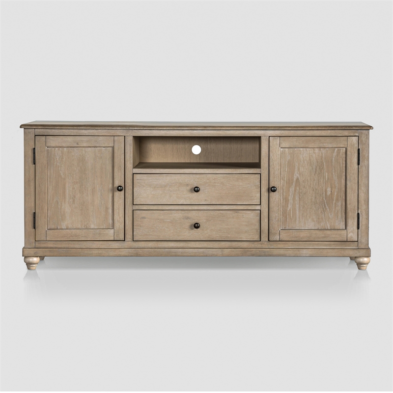 Furniture of America Shelimar Solid Wood Storage TV Stand with Doors in Beige