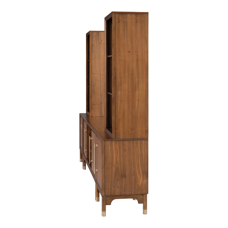 Furniture of America Forma Solid Wood 4-Piece Entertainment Center in Walnut